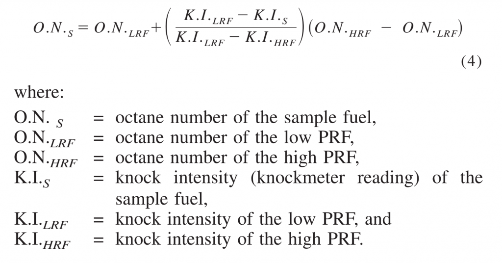 octane rating calculation